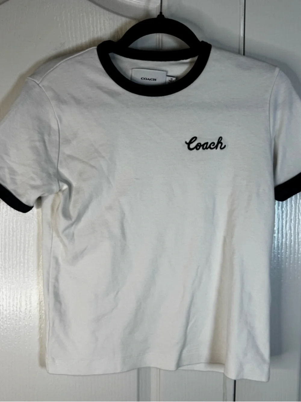 Coach White Ringer T-Shirt with Black Trim